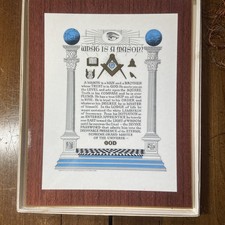 Vintage Framed Freemason “What Is A Mason” Wall Hanging Masonry Art picture
