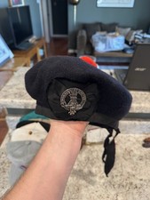 Vintage Clan Cameron Balmoral bonnet with White Metal Cap Badge picture