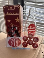 New Fallout 4 76 Recast Nuka Cola Glass Bottle Model Collection with 6 Caps picture