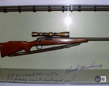 CHUCK MAWHINNEY SIGNED 8x10 PHOTO + HUGE INSCRIPTION MARINE SNIPER BECKETT BAS picture