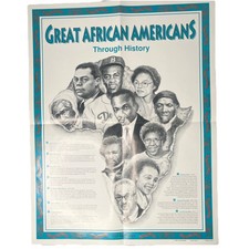 Vtg 1994 Great African Americans Through History Educational Poster New picture
