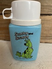 Rare Vintage Scooby & Scrappy Thermos 1980 Scooby Doo Blue White Hanna Barbara picture