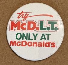 Try McD.L.T. Only At McDonalds Vintage Pinback Button Pin Round Circle Fast Food picture