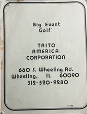 Original 1986 Taito 'Big Event Golf' Operator's Instruction Manual picture