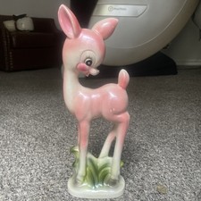 Vintage Rare Anthropomorphic Kitsch Tall Pink Bambi Deer Figurine Japan  picture