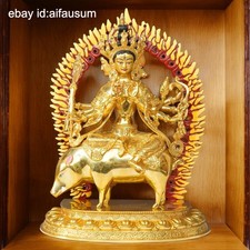23cm Copper Gilt Engraved Marici Bodhisattva Statue Tibetan Goddess of Light picture