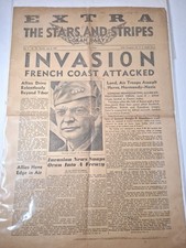 RARE WWII D-Day June 6 1944 Stars & Stripes Newspaper Lot w/ Soldr Letter & Exam picture