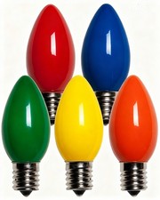25 C9 Multicolor Ceramic with Yellow Incandescent Christmas Light Bulbs 7 Watt picture