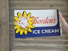 1950'S VINTAGE BORDEN'S ICE CREAM FLANGE PORCELAIN SIGN  10