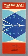 AEROFLOT PRELIMINARY AIRLINE TIMETABLE WINTER 1974/75 SOVIET AIRLINES ROUTE MAP picture