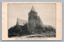 MOHNTON PA ZION UNITED EVANGELICAL CHURCH 1916 ADVERTISING ANTIQUE POSTCARD picture