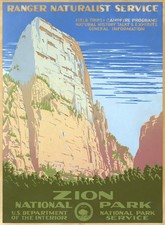 Vintage Zion National Park Utah Travel Art Poster Print picture