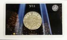 NYC Twin Towers 911 Trading Card with 1/2 Gram Silver Round picture