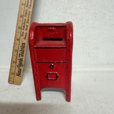 KILGORE Vintage Cast Iron US Mail Mailbox Still Coin Bank Red Small picture