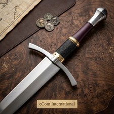 40 Inch Medieval Sword with Leather Wrapped Handle Wooden Scabbard Carbon Steel picture