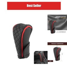 Zikefest Leather Gear Shift Knob Cover Universal Car Shifter Protector Black Red picture
