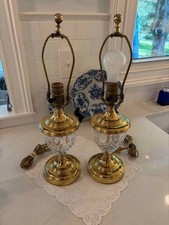 Vintage Pair of Authentic Waterford Crystal & Brass Urn Table Lamps – Signed picture