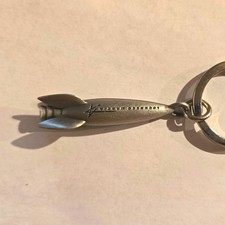 Vintage Lockeed Martin Silver Tone Metal Keychain Key Ring w/Rocket/Bomb Pendant picture