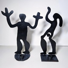 Vintage Pair 1993 Anna Efverlund IKEA Häll Shadow Figure Metal Candleholders picture