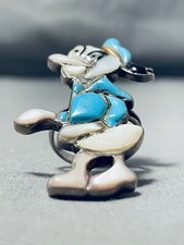 EXTREMELY RARE OLD VINTAGE NAVAJO DONALD DUCK TURQUOISE STERLING SILVER RING picture