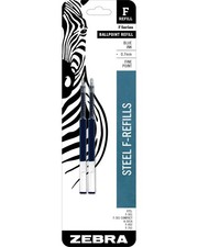 Zebra Pen STEEL, F-Refill Ballpoint Ink Refills, 2 Count (Pack of 1), Blue picture