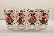 Set of 4 Vintage 1970's PEPSI COLA 16 oz Glasses  Victorian Lady + Gibson Girl picture