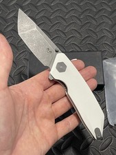 Damned Designs Knives - Chimera - White G10 Scales w/ a 14C28N Blade. picture