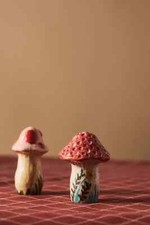 Nathalie Lete Salt Pepper Shakers Set Anthropologie Mushroom Harvest Festive NEW picture