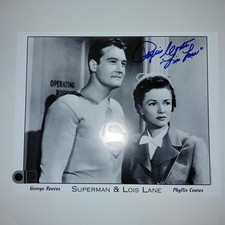 Phyllis Coates Adventures of Superman Lois Signed 8x10 photo SWAU Authenticated picture