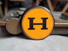 Vintage Metal LETTER H Pinback Button  1940s 1950s picture