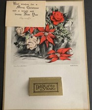 Vintage Etched Roses & Poinsettia's Christmas Days of the Year Calendar - 1935 picture