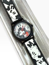 Vintage 90s Y2K Disney Parks Mickey Mouse Rubber Black And White Watch NEW picture