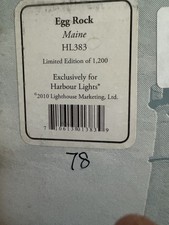 RARE Harbour Lights EGG ROCK, ME HL383 #78 of approximately 500 produced picture