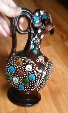 Vintage Romanian plaster clay carafe tradition rustic artisanal 1950s bird form picture