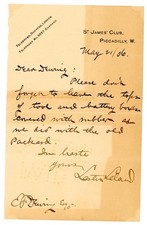1906 Letter Signed Lester Leland St James' Club Piccadilly London Tool Battery picture