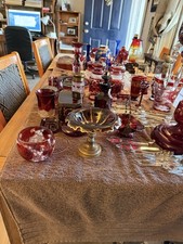 Bohemian Ruby Red 19 Century Glass Selling As a  Group $400￼ picture