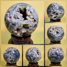 2.5LB Natural Green Moss Druzy Agate Sphere Ball Quartz Crystal Reiki Healing picture