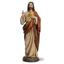 12 Inch Full Color Hand Painted Sacred Heart Jesus Statue Visible Heart picture