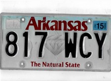 ARKANSAS passenger 2015 license plate 