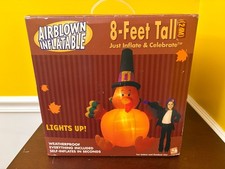 New 2004 Gemmy Industries 8' Tall Holiday Inflatable Thanksgiving Pilgrim Turkey picture