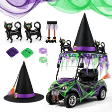 Halloween Golf Cart Decorations Kit, Witch Theme Halloween Car Decor | Purple an picture