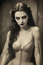 Vintage Glamour Gothic Vampire Woman  4x6 Photo picture
