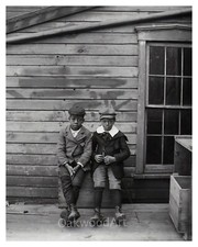 1901 TWO BLACK BOYS Behind a Building, Victorian Era, Vintage Photo Reprint picture