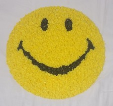 Vintage Yellow Smiley Happy Face Melted Plastic Popcorn Wall Art Smile picture