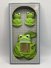 Vtg 1972 Miller Studios Frog Family Chalkware Wall Plaque Bathometer Thermometer picture