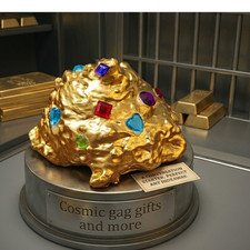 Cosmic Gold decorative gag gift, gem accents, gold finish, spread laughter & Luv picture