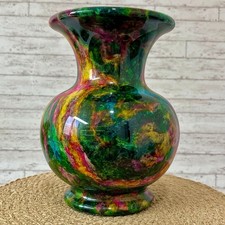 4.5 lb Taiwan Serpentine Crystal Vase Seven Color Jade Wealth Prosperity picture