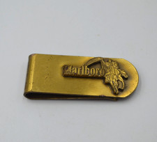 Marlboro Brass Tone Money Clip Vintage Cowboy Western Tobacco Advertising 2.25” picture