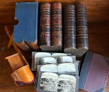 WWI KEYSTONE 300 STEREOVIEW PHOTOS & OAK STEREOSCOPE VOLS 1-6 w/ CATALOG & MAPS picture