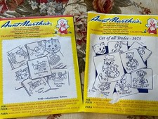 Lot 2 Vintage Aunt Martha’s Embroidery Transfer Patterns Kitty Cats Sealed picture